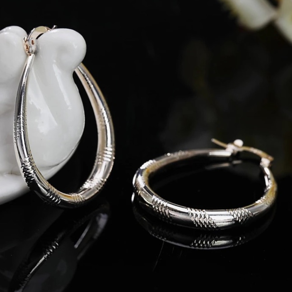 NWOT sterling silver hoop earrings - Picture 5 of 5